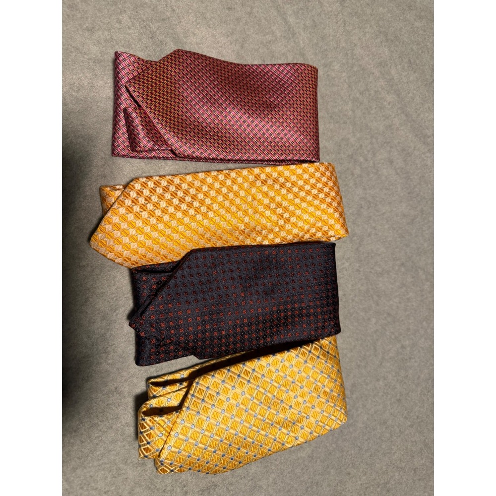 Lot of 4 Ike Behar New York Silk Ties Geometric Diamond Pattern Mens Neckties - Picture 6 of 6